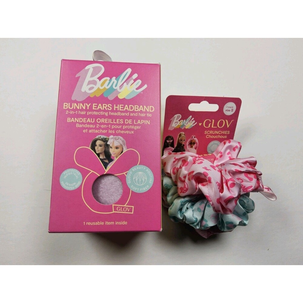 GLOV X Barbie Bunny Ears Headband And Scrunchie 3 Pack Set